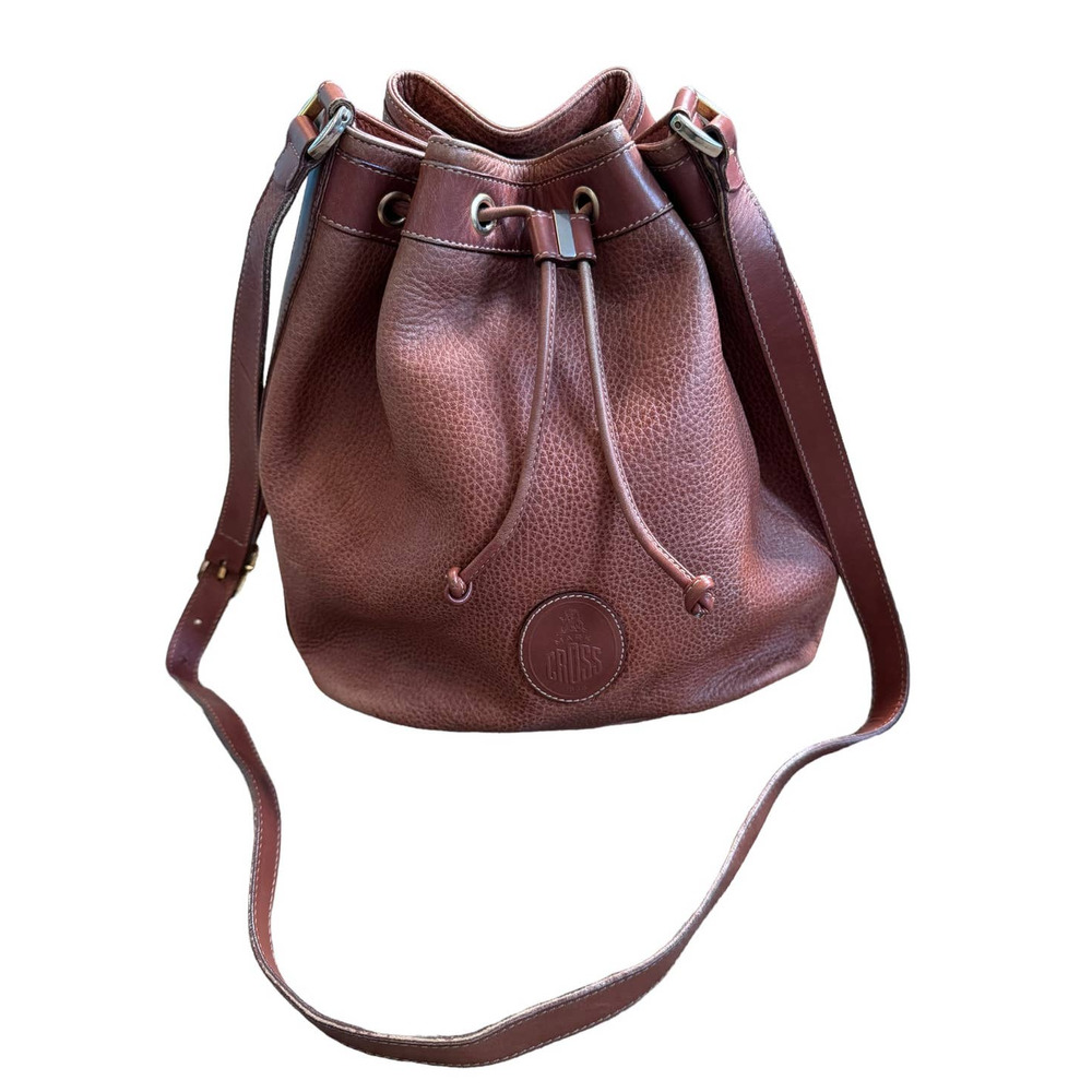 Vintage Marc Cross Tan Pebbled Leather Drawstring Bucket Bag Crossbody